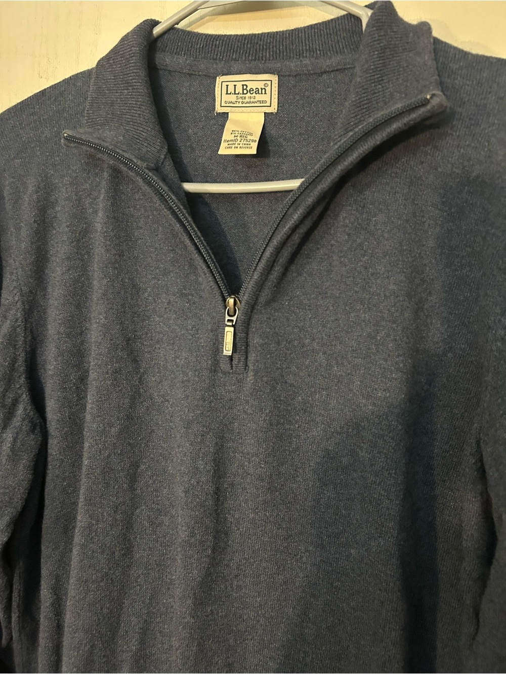 L.L. Bean Men's Half-Zip Sweater in Heathered Navy